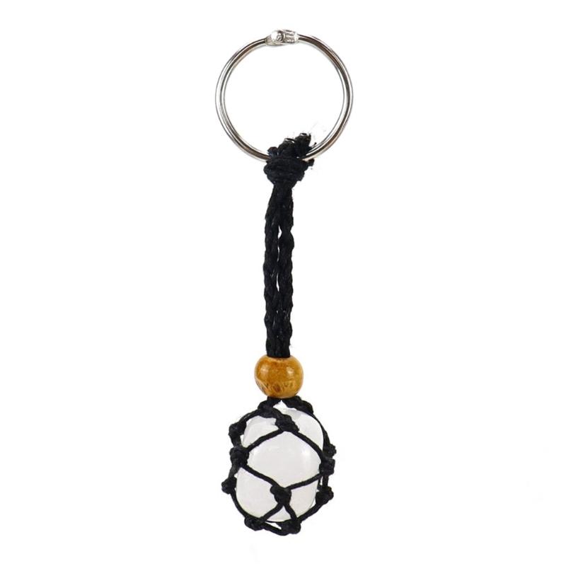 DIY Keychain Unfinished String Lanyard Keychain Crystal Stone Holder Cage Keyring Unique Jewelry Making Craft