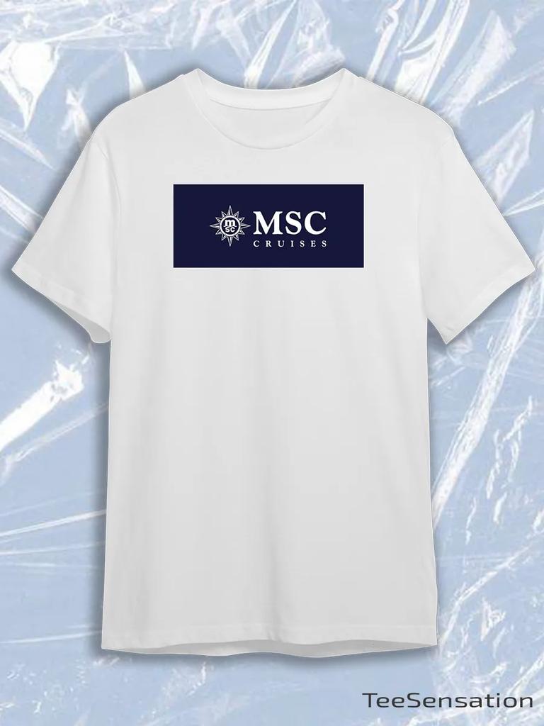 TeeSensation White Crew Neck Short Sleeve T-Shirt with Navy MSC Cruises Logo