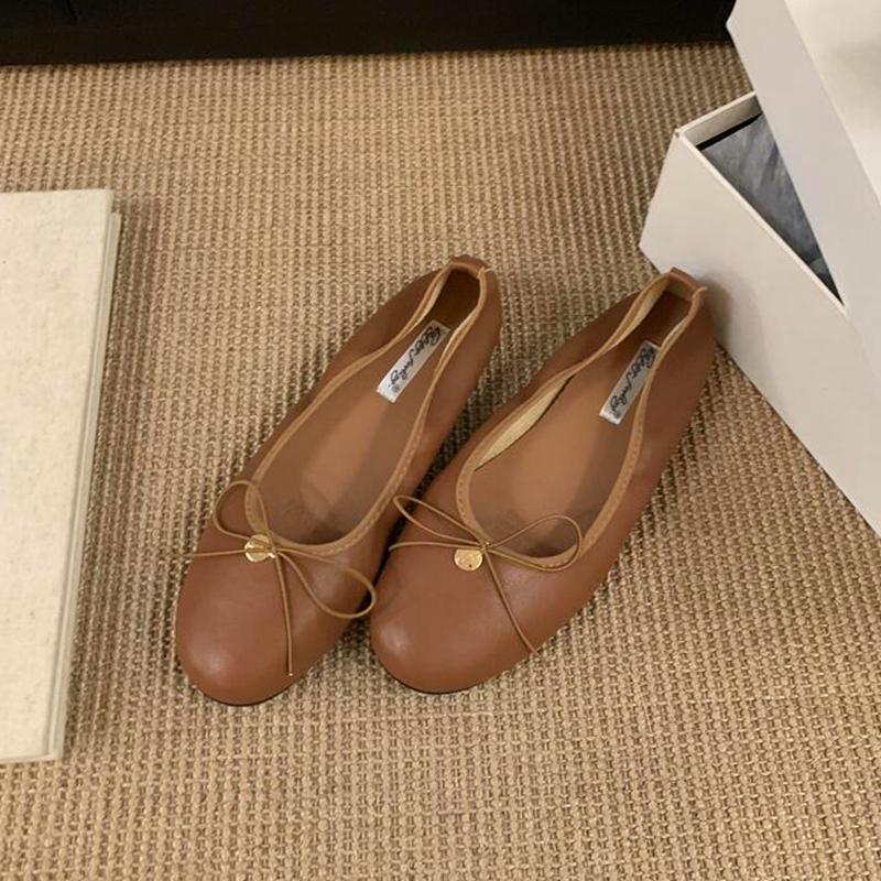 Fashion SUOJIALUN 2025 New Women Flat Shoes Fashion Round Toe Shallow Slip On Ladies Elegant Ballerina Soft Flat Heel Dress Single Shoes