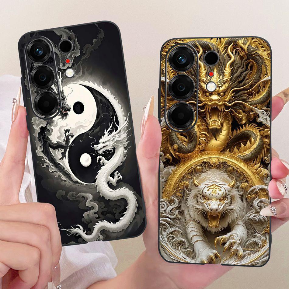 Für Tecno Camon 50 4G CN5 Cooles Drachen-Tiger-Muster Handyhülle Für Tecno Camon50 4G Schwarze Silikon-Weiche Hüllen Stoßfänger