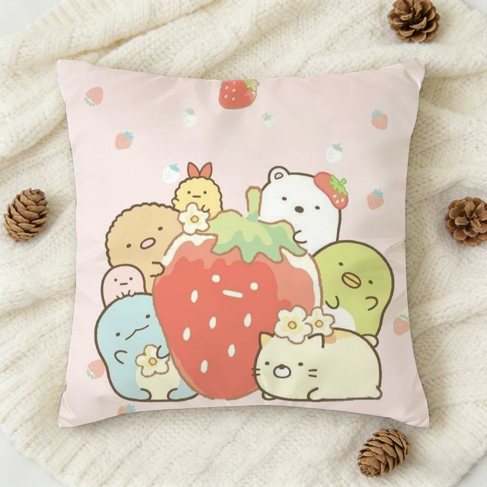 S-Sumikko Gurashi C-Colorfu Double-Sided Printed Square Decorative Cushion Cover For Sofa Living Room Home Decor