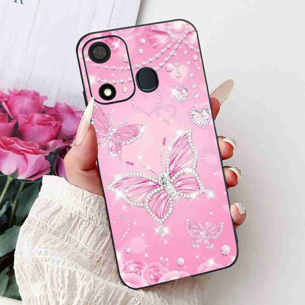 Fashion Butterfly For Itel A27 A27 Case Soft TPU Silicone Black Cover For Itel A27 ITEL P17 Luxury Flower Protective Casing Bags