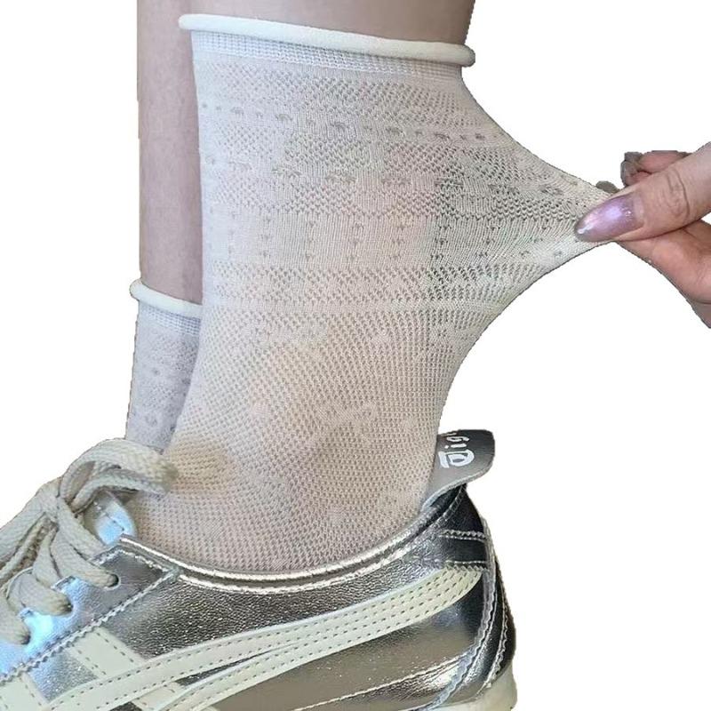 Bows-knotted Socks - Ballet Style Women's Summer Lightweight Cool Mesh Stockings - Versatile Mid-length