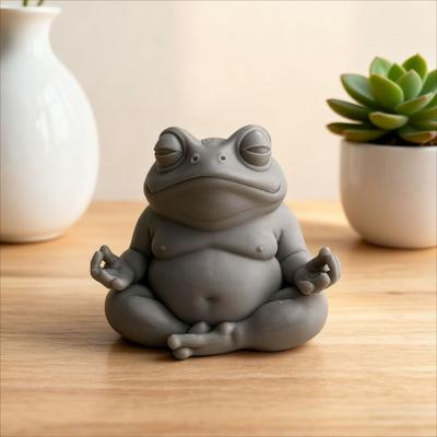 Дзен Жаба Орнамент Жаба Сидить у Медитації Фігурка 3D Друкована Настільна Статуетка Жаби для Дому Офісу Книжкових Полиць Прикраса для Шафи