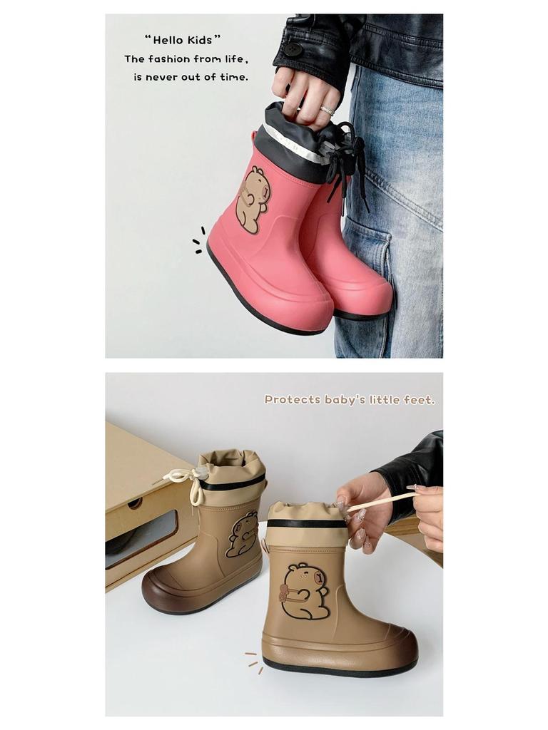 Women's Capybara Rain Boots: Cute, Waterproof, Non-Slip Rubber Ankle Boots for Students and Adults.