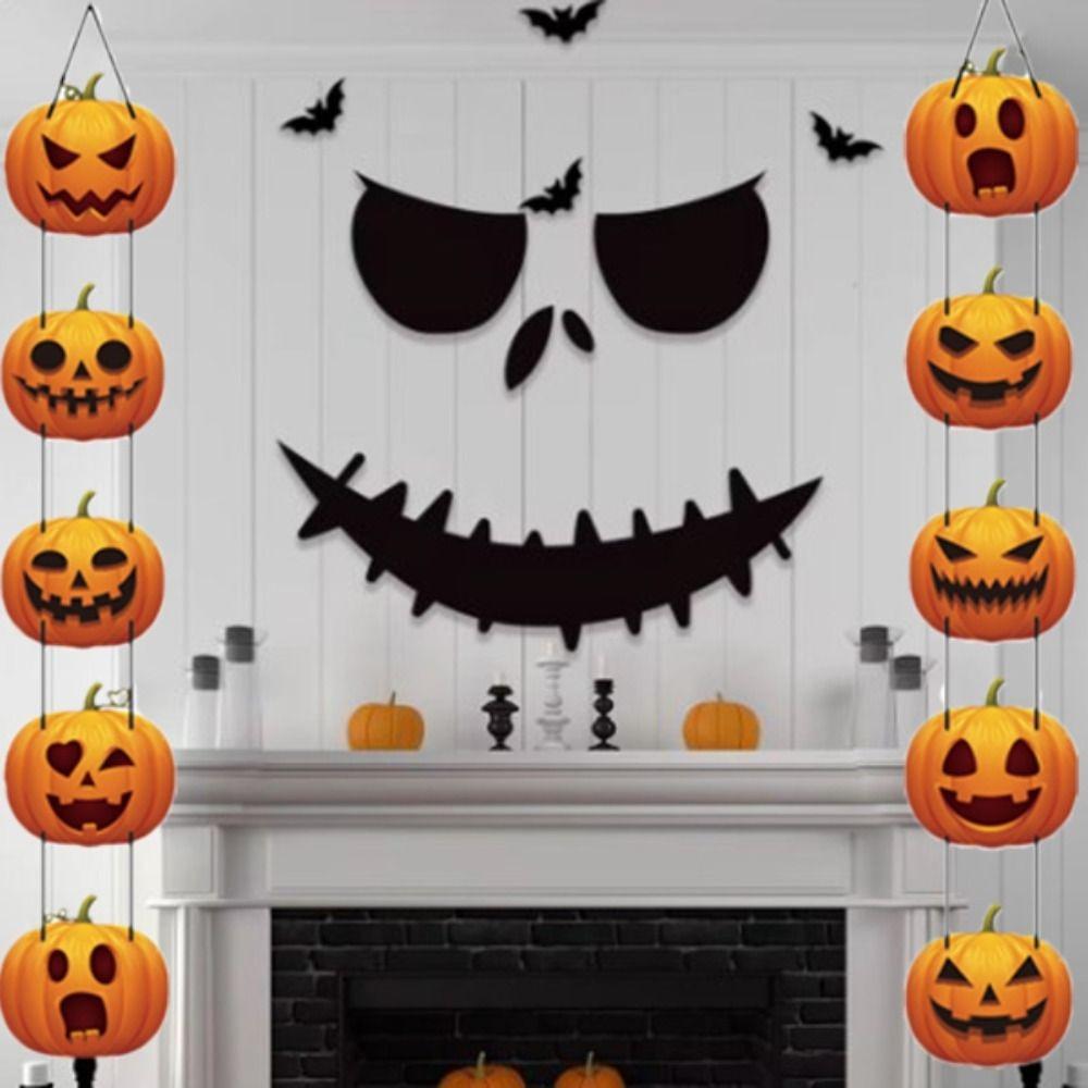 Multiple Style Halloween Pumpkin Door Hanging Sign Paper Halloween Hanging Banner  Haunted House