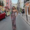 Elegantné Butterfly Women Maxi Šaty Úzke šaty s potlačou Šaty na chrbte Popruhy V Neck Ohlávka Bodycon Hot Girls Club Párty Vestidos Párty šaty Y2k Šaty Župan