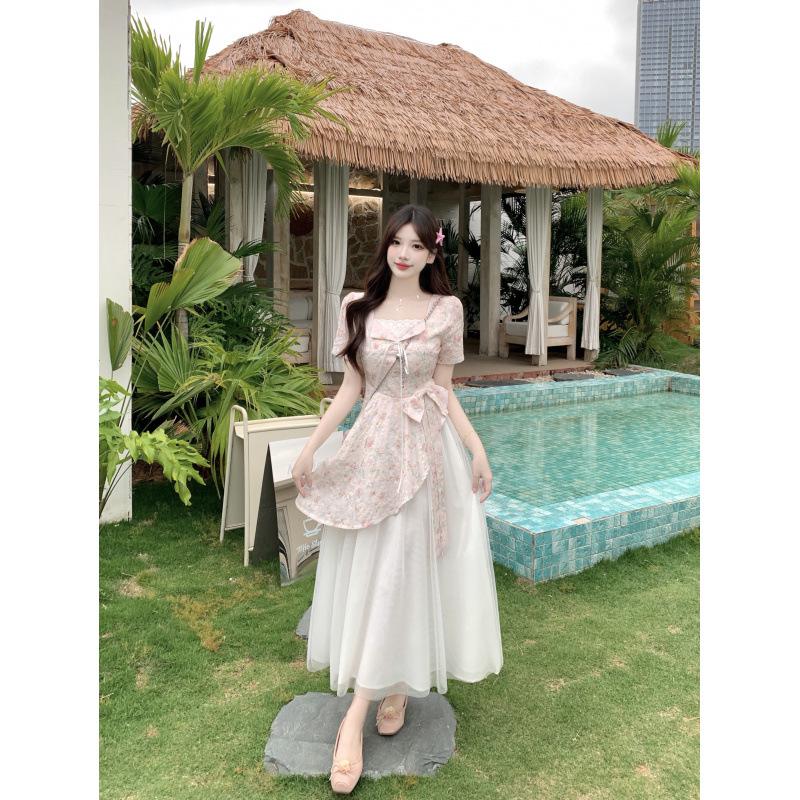 Princess Style Plus Size 2026 Sweet Summer Mesh Bow Dress