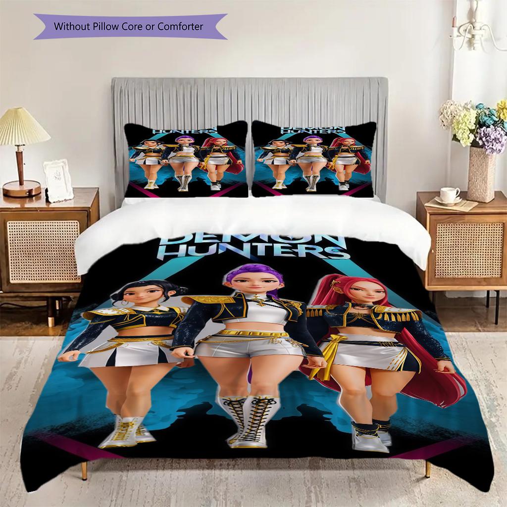 Vibrant Artistry Colorful Characters Unite Three-piece set(1 * duvet cover + 2 * pillowcase, without core)Bedding set Christmas birthday gift