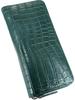 Green Crocodile Long Wallet for Men and Women, Made from a Single Piece of Genuine Crocodile Leather. Features a Round Zipper Closure, Coin Purse,