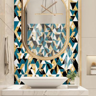 10PCS Marble Pattern Tile Sticker PVC Self-adhesive Waterproof Wallpaper  Kitchen Bathroom Living Room DIY Wall Decor