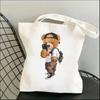 Harajuku Cute Bear Art Shoulder Bags Kawaii Tote Handbag Canvas Girl Environmental Large Capacity Portable Shopping Bag