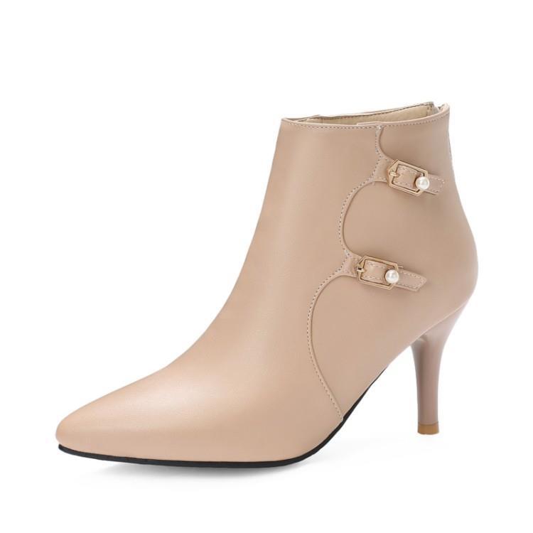 Sexy Women's Boots Ankle Fashionable Pointed and Slim Heeled European and American Style Short Boots 8.5CM Stiletto Women Shoes