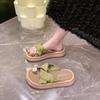 With skirt slippers women's summer wear 2025 new French camellia beautiful toe sandals new Chinese shoes