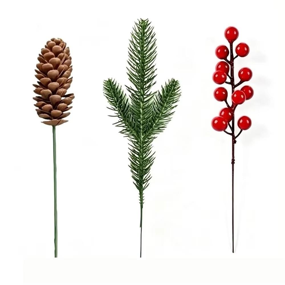 Plastic Material Artificial Christmas Picks 15Pcs Pinecone Embellishments  DIY Christmas Decoration