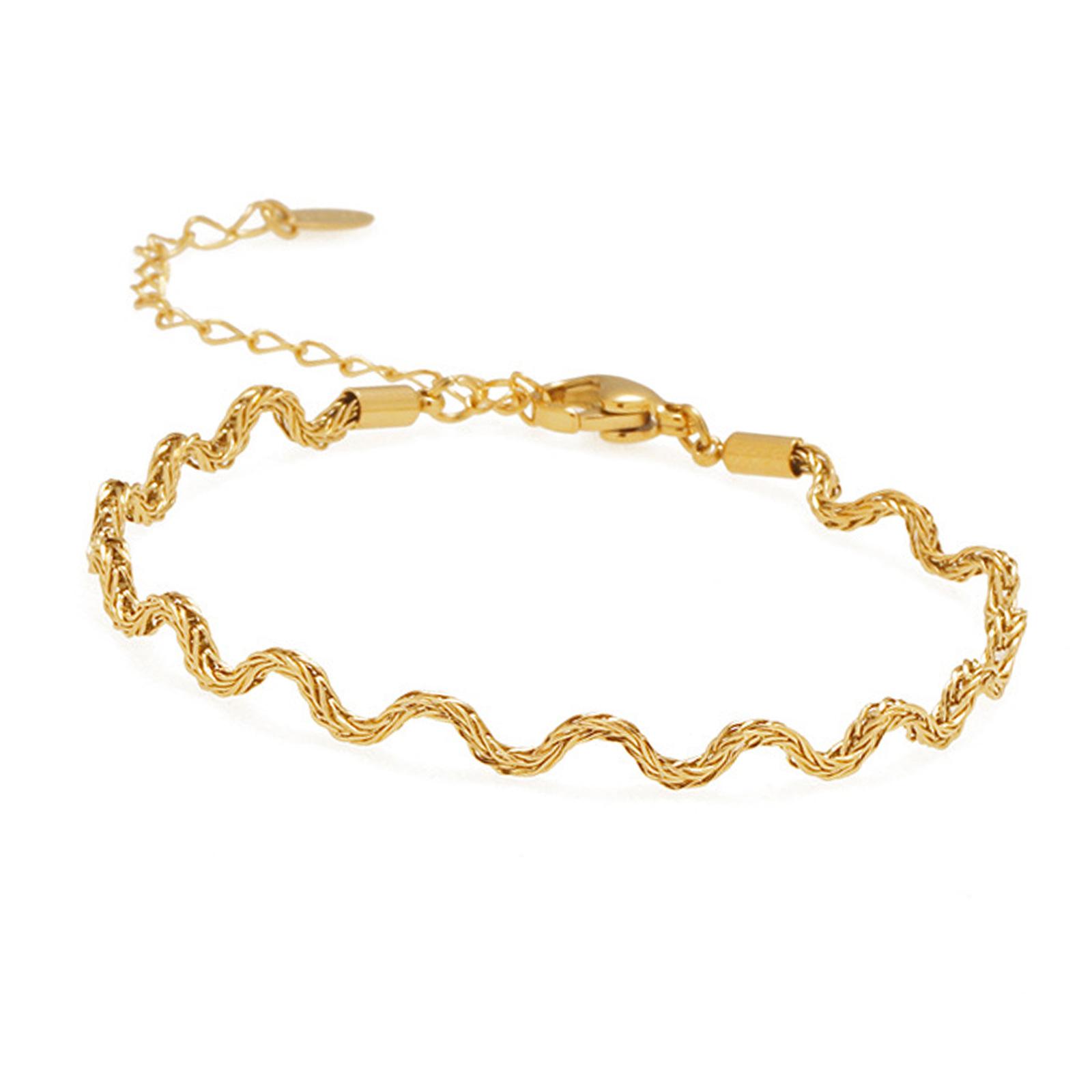 

Modern Minimalist Adjustable Chain Bracelet Portable Sturdy Titaniums Steel Jewelry for Women Waterproof Designs B золотий