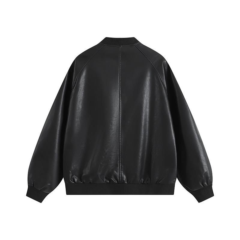 Giacca in Pelle Autunno e Inverno Uomo Giacca Monocolore Moda Casual Giacca in Pelle Giovanile Giacca