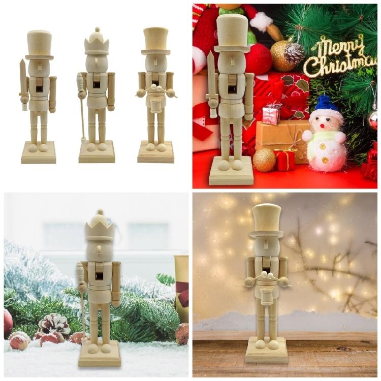 Christmas Unfinished Nutcrackers 25.5cm Unfinished Wood Nutcrackers Christmas Painting Nutcrackers Figures Decorations