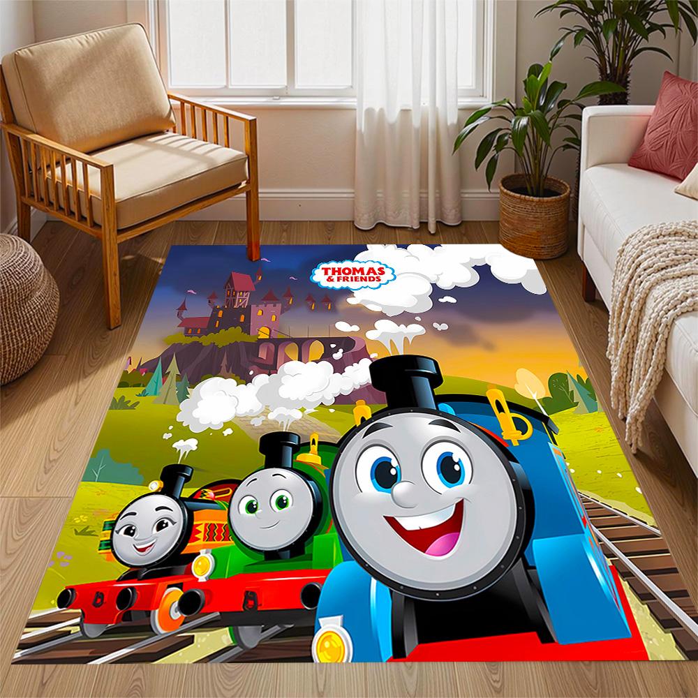 Thomas Friends Express Themed Anti-Slip Rugs - Polyester Home Decor, Suitable for Bedrooms, Living Rooms, Doorways, Studios, and Decorations