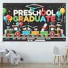 Preschool Graduation Banner Outdoor Backdrop Graduation Decorations 71x43 Inches 2025 Congrats Grad Banner with Balloons Train Ideal for Preschool