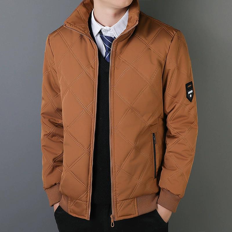Men's Warm Parker Coat Autumn Winter Outdoor Sports Thick Anti Cold Cotton Jacket Stand Up Collar Checkered Cotton Coat
