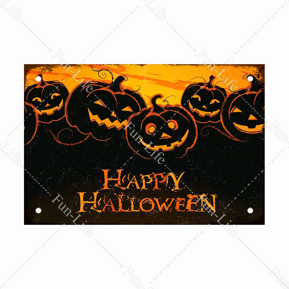 Halloween Shabby Chic Home Bar Festival Vintage Wall Decor Metal Tin Signs Pub Tavern Retro Pumpkin Decorative Plate 20x30cm
