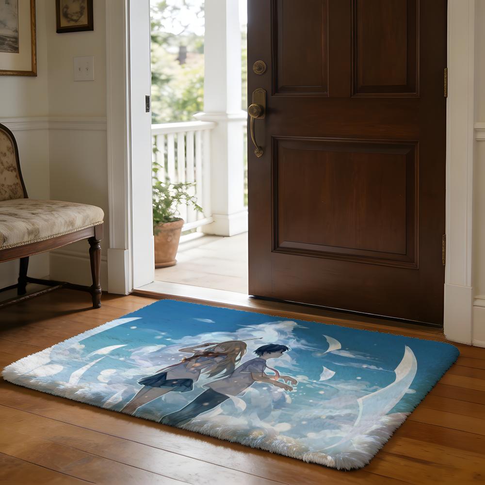 Floor Mat Soft Flannel Rug Non-Slip Absorbent Mat for Bathroom Bedroom Home Decor Anime A-Your Lie in April