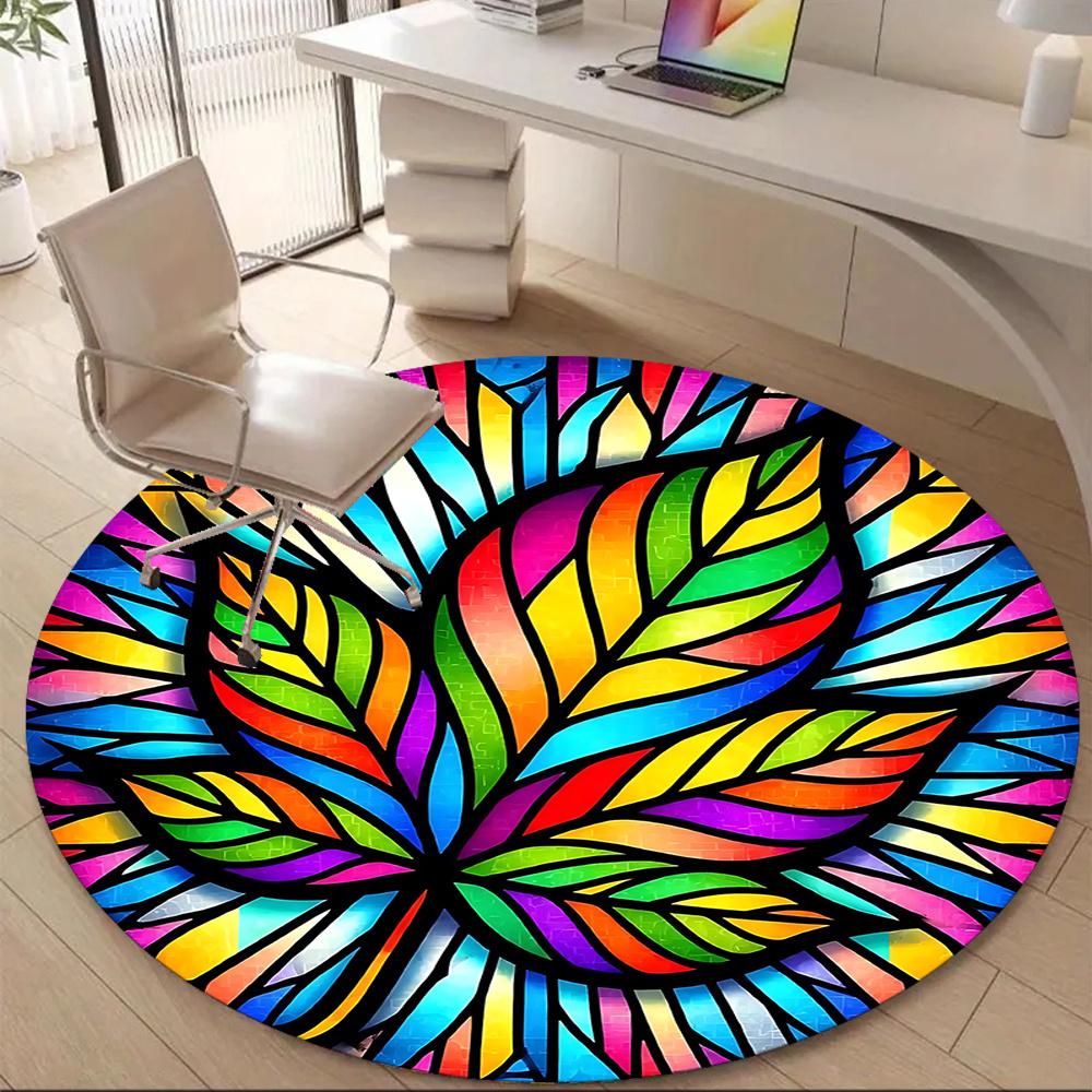 1pc Stained Glass Mandala Office Round Area Rug, Indoor Mat Suitable ForOffice, Under Office Chairs Bedroom Living Room Home Decor, Room Deco 048
