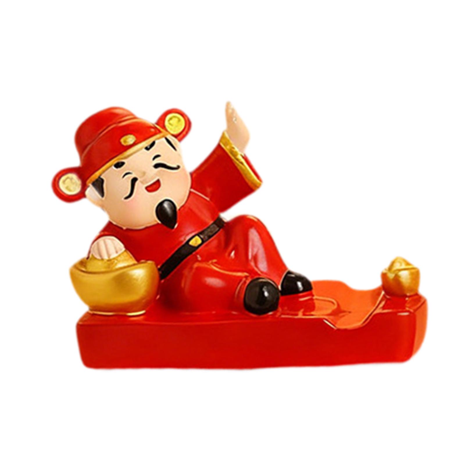 God of Wealth Ornament Sculpture Desk Phone Holder Figurine for Office