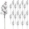White Christmas Tree Decorations Artificial Flowers Ornaments Berry Stems Hanging Snowflakes for Xmas Tree Party Holiday Decor
