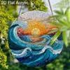 Acrylic Ocean Wave Sunset Suncatcher Stained Glass Effect Window Hanging Ornament Beach Lover Gifts