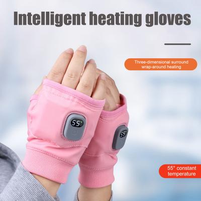 Beheizte Fingerlose Smart-Heizhandschuhe 3 Heizmodi Digitalanzeige Handschuhe Wasserabweisend Winddicht Wiederaufladbare Handwärmer für Outdoor-Arbeit