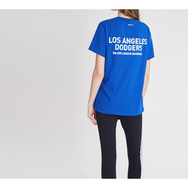 MLB NY/LA Los Angeles Dodgers American Vintage Dopamine Basic Logo Print Sports Crew Neck Loose Short Sleeve T-Shirt Unisex Tops Blue 31TS21931-07U