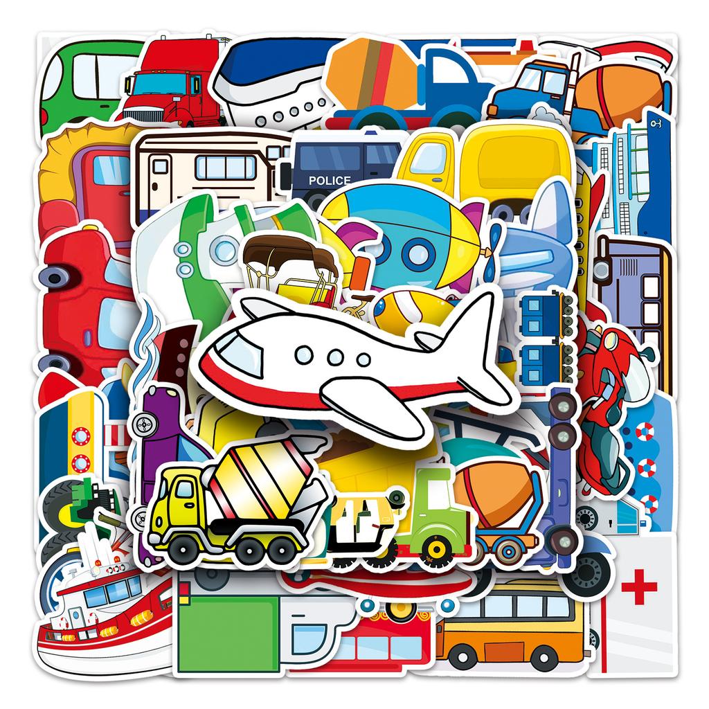 50 Transportation Tools Graffiti Personalized Children's Rewards Guka DIY Mobile Suitcase Stickers Waterproof