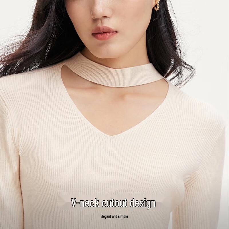 VEROMODA V-Neck Slim Fit Flare Long Sleeve Knit Sweater