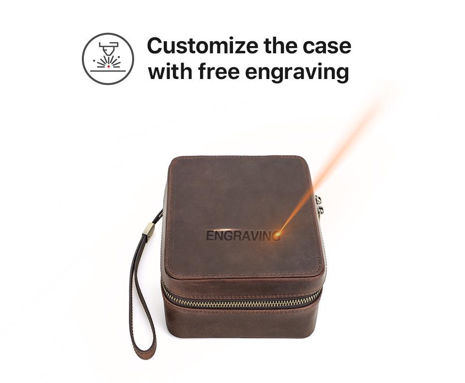 Retro Crazy Horse Genuine Leather Travel Storage Box for Glasses, Watches, and Jewelry - Drop-Proof and Multifunctional