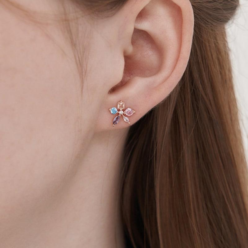 ELLE Jewelry 14K GF Rainbow Flower Point Earrings ELGPEE541