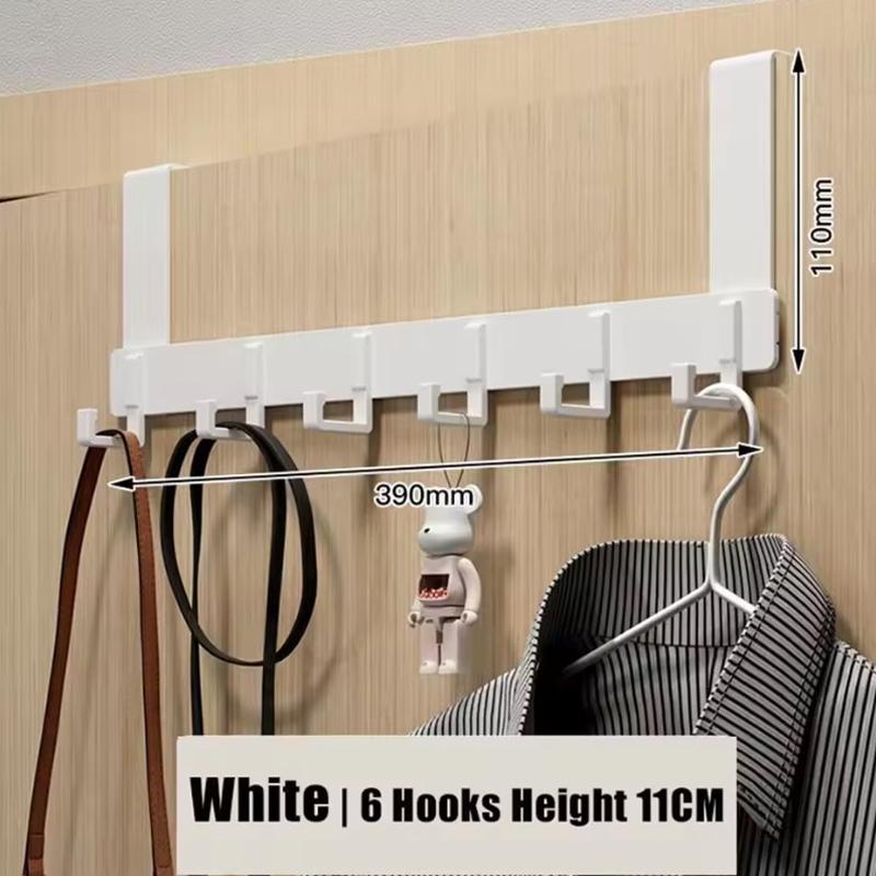 Metal Over-the-Door Hook Rack with 6 Hooks for Clothes, Coats, Hats, and Towels - No Punching Required, Ideal for Home, Bathroom, and Kitchen