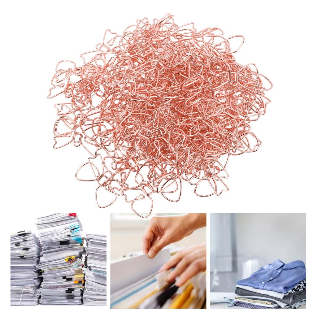 100 Stück Süße Büroklammern Rutschfest Schleifenform Rostfrei Farbecht Metall   Büroklammern Planerklammern für die Schule