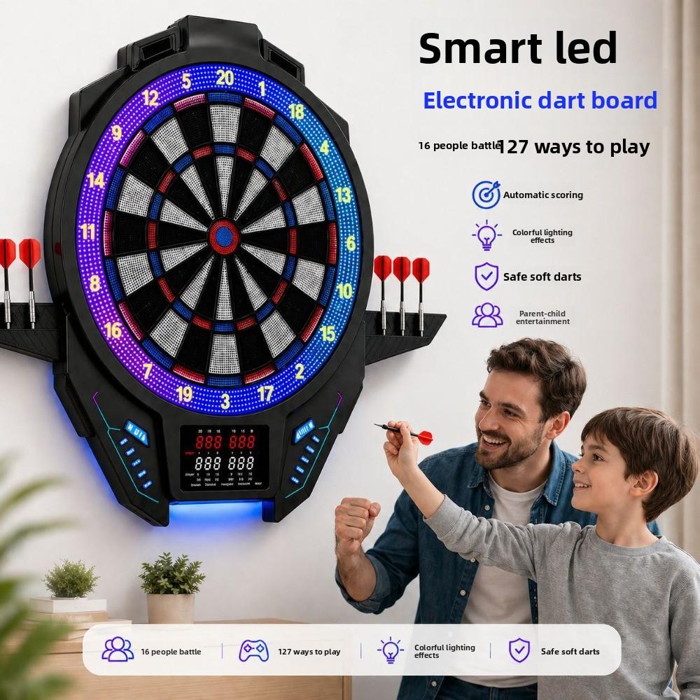 Automatic Scoring Electronic LED Light Dart Board Soft Dart Board Backlit Large Screen Display Dart Board
