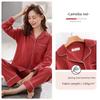 Ladies' 100% Cotton Long Sleeve Pajama Set Spring/autumn Thin Style Winter Warm Homewear Suit