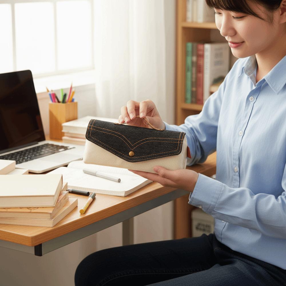 2-Layer Design Vintage Pencil Case Large Capacity Pencil Bag Stationery Organizer  Students Use