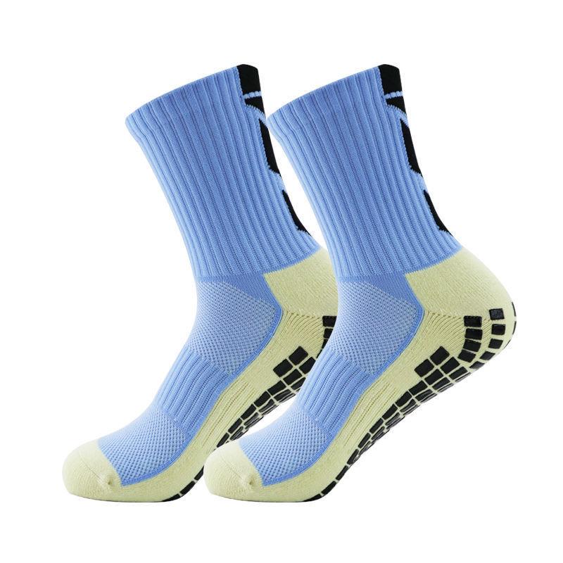 Non-slip Mid-calf Outdoor Football Socks – Breathable, Sweat-absorbing, Wear-resistant with Towel Bottom & Dot Glue Grip