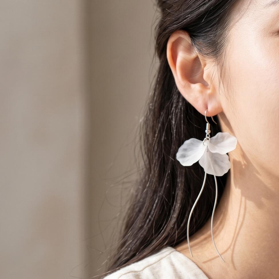 Korean Style Elegant Tassel Flower Petal Earrings for Women
