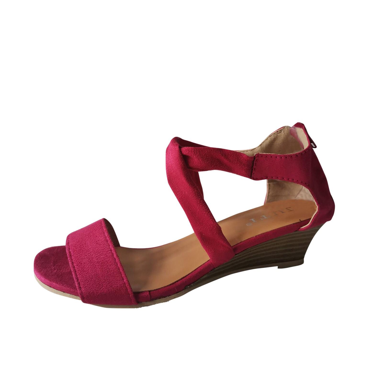 

Женские тканевые туфли с открытым носком, на ремешке, с каблуком-танкеткой, кружевные сандалии