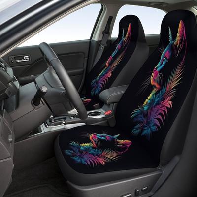 Neon Cat Themed Car Seat Cover Set For Most Cars, Fashionable Novelty Car Seat Protector Covers Full Set, Universal Car Seat Cov