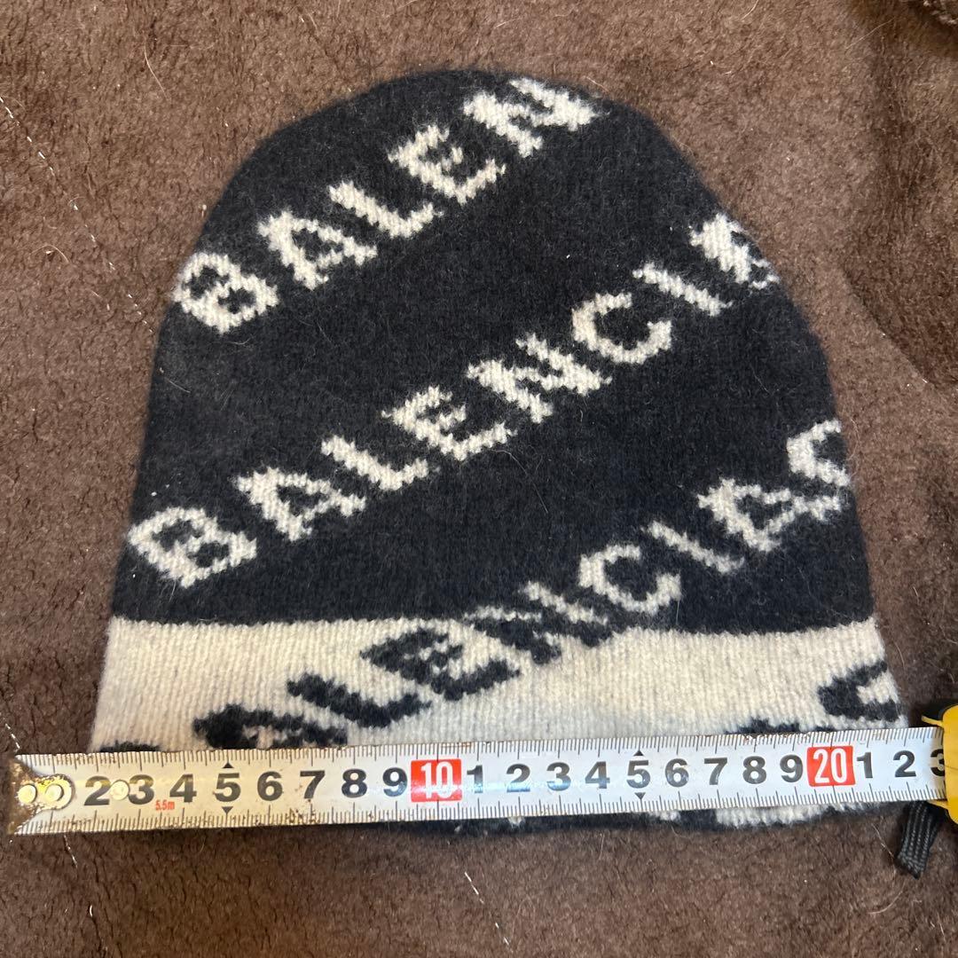 Used BALENCIAGA Logo Knit Hat Beanie Black White