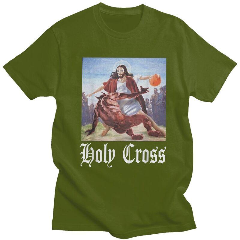 Classic Not Today Satan Jesus Crossover Basketball Holy Cross T Shirt Unisex Tshirts Casual Graphic Tee Tops Slim Fit Clothes