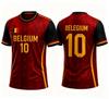 T-shirt Grafica Personalizzata da Uomo Numero 10 Belgio, Colori Bandiera Belga T-shirt Casual Sportiva per Fan