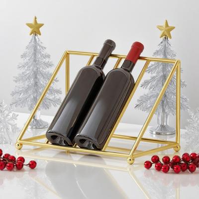 Wine Bottle Rack Iron Inclined Display Holder for 4-5 Bottles Modern Minimalist Wine Organizer for Entryway Bar Cabinet Decor